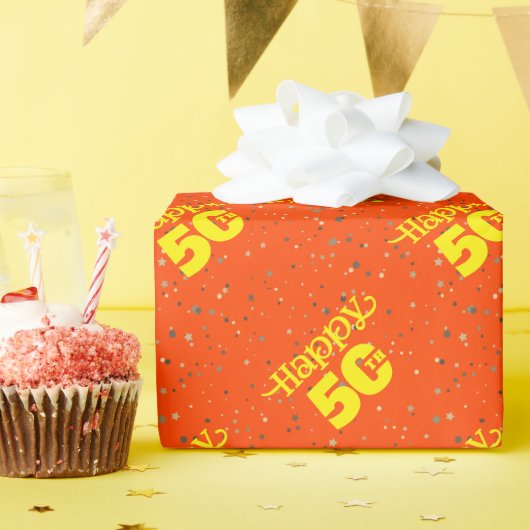 PAPIER CADEAU JOLIE ORANGE (Fête d'anniversaire)