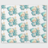 Papier Cadeau Jolie Ours et Noël (Plat)