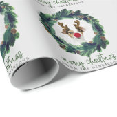 Papier Cadeau Jolie photo personnalisée et texte couronne de Noë (Coin rond)