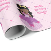 Papier Cadeau Jolie princesse afro-américaine sur mesure Anniver (Coin rond)