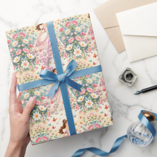 Papier Cadeau Jolie princesse avec papillons