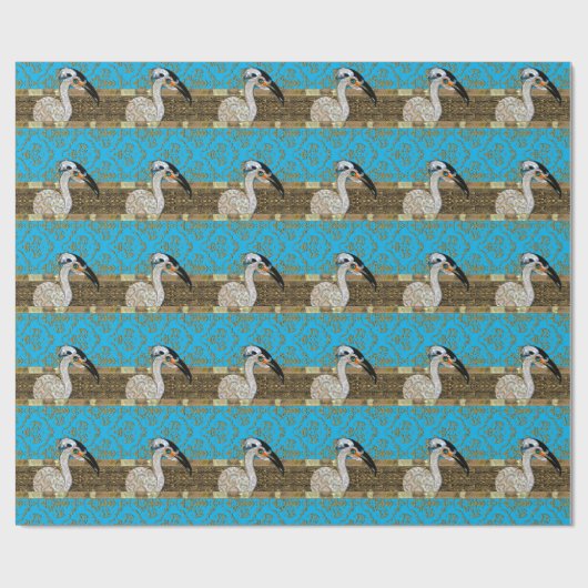 Papier Cadeau Jolie rayure d'oiseau d'île (Plat)