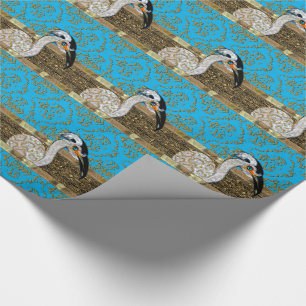 Papier Cadeau Jolie rayure d'oiseau d'île