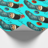 Papier Cadeau Jolie réserve de Noël, Petit enfant Turquoise (Coin)