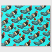 Papier Cadeau Jolie réserve de Noël, Petit enfant Turquoise (Plat)