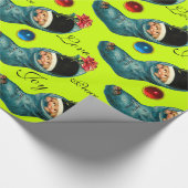 Papier Cadeau Jolie réserve de Noël, Petit enfant, Vert (Coin)