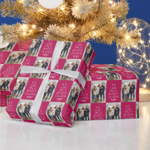 Papier Cadeau Jolie rose Joyeux Noël photo
