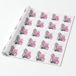 Papier Cadeau Jolie rose rose talon haut
