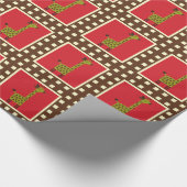 Papier Cadeau Jolie Rouge Brown Giraffes Animaux (Coin)
