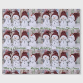 Papier Cadeau Jolie Saison de Noël des Snowmen (Plat)