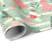 Papier Cadeau Jolie saison de Noël scandinave (Coin rond)