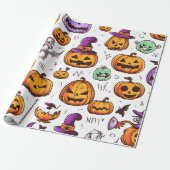 Papier Cadeau Jolie saison Orange violet automne Citrouille Hall (Déroulé)