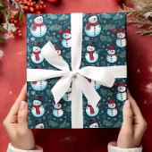 Papier Cadeau Jolie Snowman Vacances de Noël d'hiver