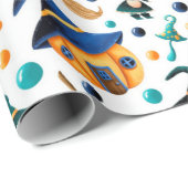 Papier Cadeau Jolie sorcière Citrouille Motif de la maison (Coin rond)