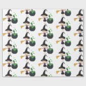 Papier Cadeau Jolie sorcière d'Halloween (Plat)