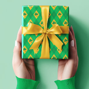 Papier Cadeau Jolie St. Patrick's Day Jacquard vert & or Enfants