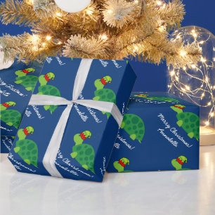 Papier Cadeau Jolie tortue verte elfe Noël des enfants