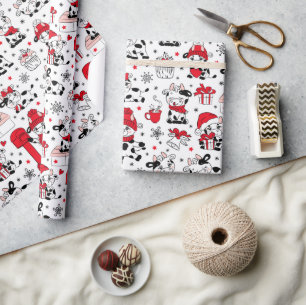 Papier Cadeau Jolie vache de Noël