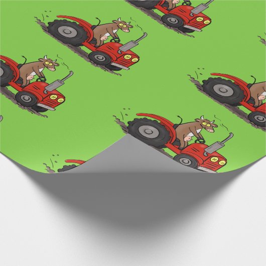 Papier Cadeau Jolie vache heureuse conduisant un dessin animé de (Coin)