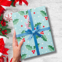 Jolies baies de houx Noël bleu clair