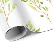 Papier Cadeau Jolies Branches d'Olivier Botanique Nature Verdure (Coin rond)