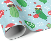 Papier Cadeau Jolies briquettes de Noël sur bleu clair (Coin rond)