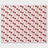 Papier Cadeau Jolies Cerises Roses Ruban Motif (Plat)