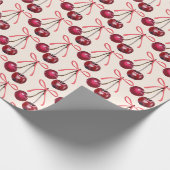 Papier Cadeau Jolies Cerises Roses Ruban Motif (Coin)