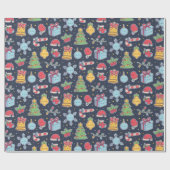 Papier Cadeau Jolies décorations de Noël Doodles Motif (Plat)