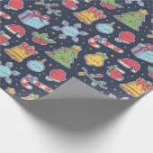 Papier Cadeau Jolies décorations de Noël Doodles Motif (Coin)