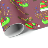 Papier Cadeau Jolies elfes de Noël (Coin rond)