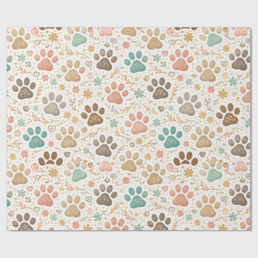 Papier Cadeau Jolies Empreintes de Patte (Plat)