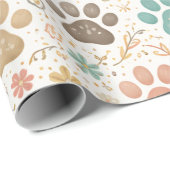 Papier Cadeau Jolies Empreintes de Patte (Coin rond)