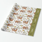 Papier Cadeau Jolies fentes dormant sur les branches d'arbre Mot (Déroulé)