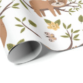 Papier Cadeau Jolies fentes dormant sur les branches d'arbre Mot (Coin rond)