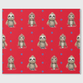 Papier Cadeau Jolies fentes en écharpes Noël en rouge (Plat)