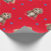 Papier Cadeau Jolies fentes en écharpes Noël en rouge (Coin)