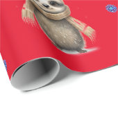 Papier Cadeau Jolies fentes en écharpes Noël en rouge (Coin rond)