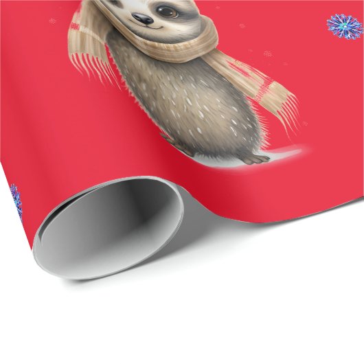 Papier Cadeau Jolies fentes en écharpes Noël en rouge (Coin rond)