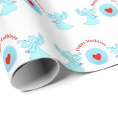 Papier Cadeau Jolies Fêtes Anges (Coin rond)