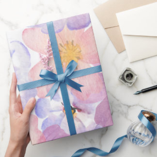 Papier Cadeau Jolies fleurs aquarelles pastel de couleur