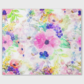 Papier Cadeau Jolies Fleurs Boho Floral Aquarelle Design (Plat)