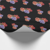 Papier Cadeau jolies fleurs roses rouges et bourgeons roses fleu (Coin)