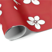 Papier Cadeau Jolies Fleurs Rouges Et Blanches (Coin rond)