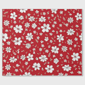 Papier Cadeau Jolies Fleurs Rouges Et Blanches (Plat)