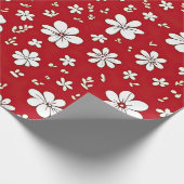 Papier Cadeau Jolies Fleurs Rouges Et Blanches (Coin)