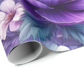 Papier Cadeau Jolies Fleurs Violettes (Coin rond)
