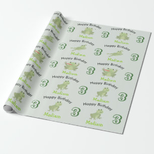 Papier Cadeau Jolies Grenouilles dans l'étang de nénuphars Anniv