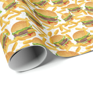 Papier Cadeau jolies hamburgers et frites carrelées