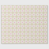 Papier Cadeau Jolies marguerites blanches aux centres rose ceris (Plat)